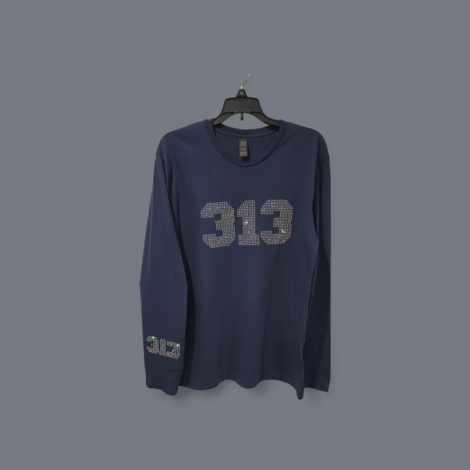 Detroit 313 Rhinestone Long Sleeve Shirt Unisex