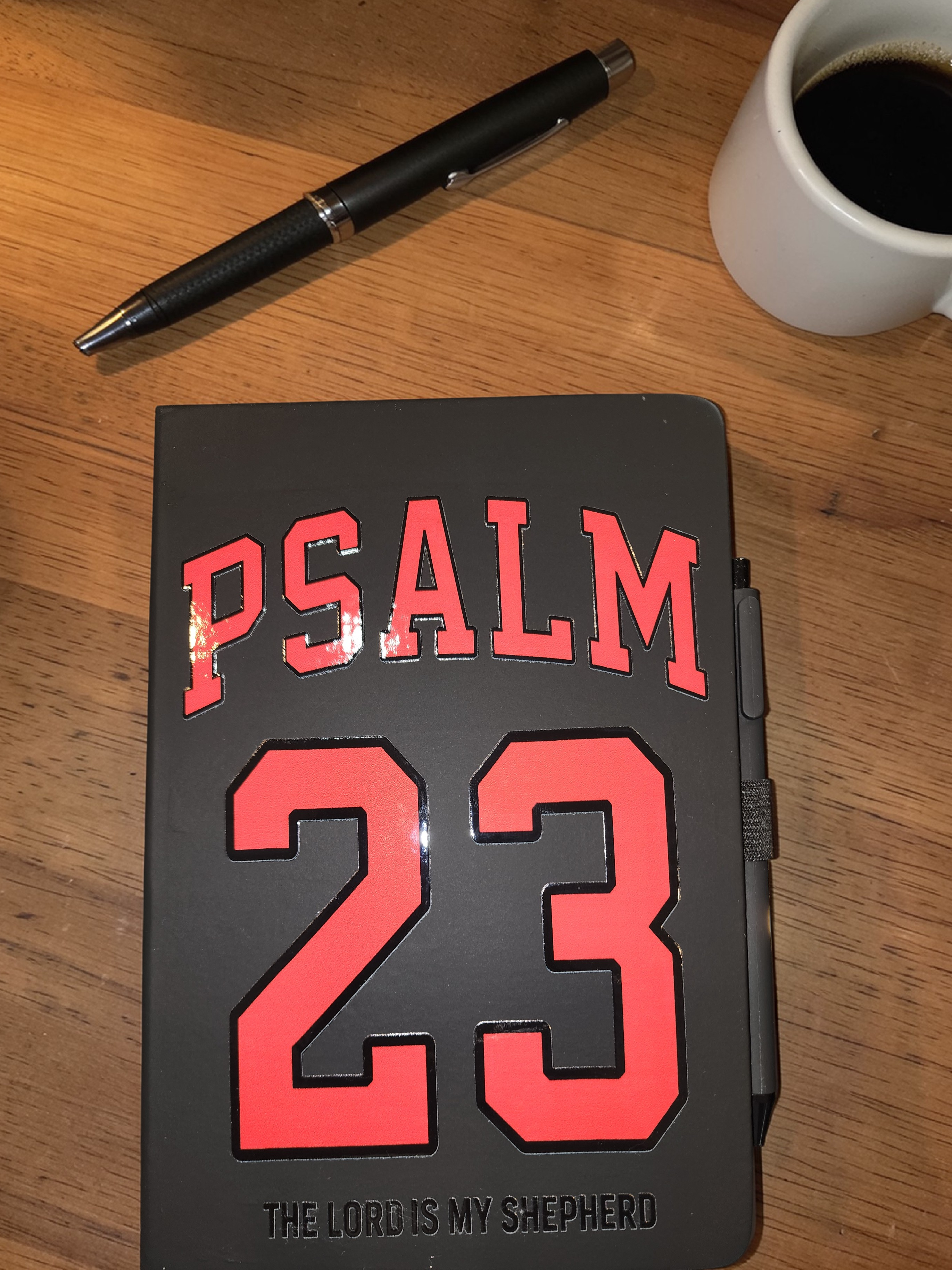 LIV A5 Journal that features scripture Psalm 23 "The Lord is My Shepherd"