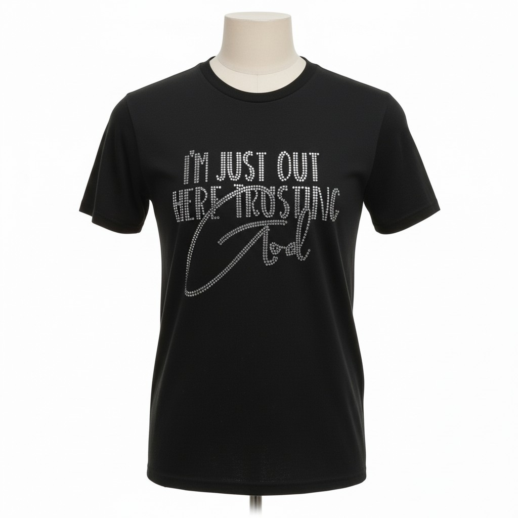 I'm Just Out Here Trusting God Rhinestone Tee