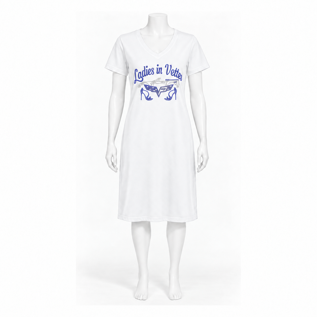 LIV White Tee Shirt Rhinestone Dress