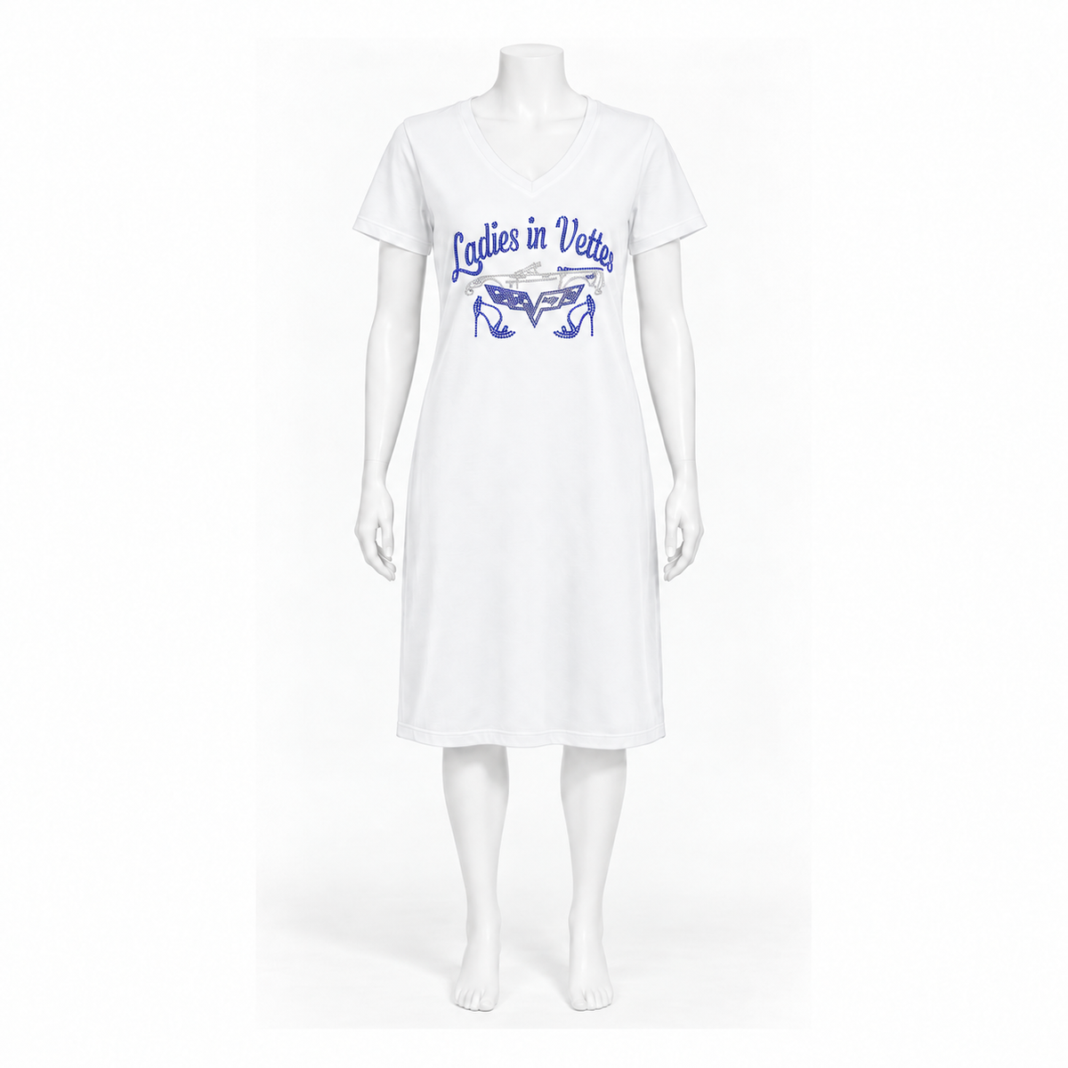 LIV White Tee Shirt Rhinestone Dress