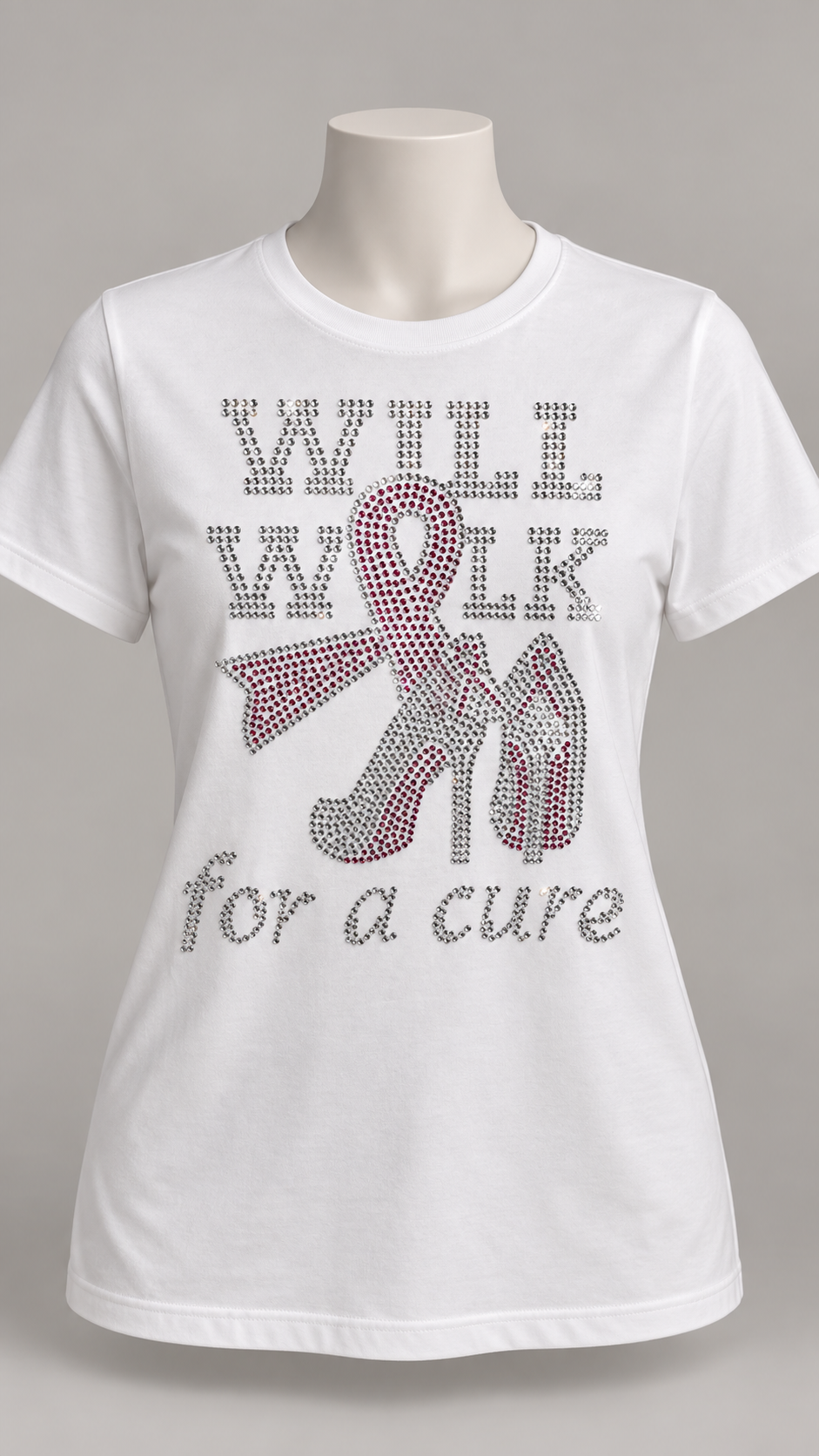 Rhinestone "Will Walk for a Cure "