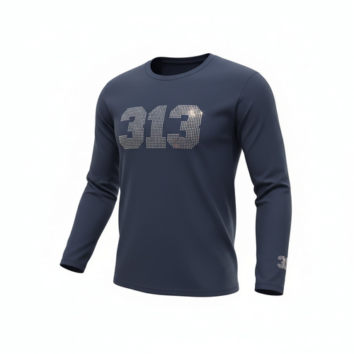 Detroit 313 Rhinestone Long Sleeve Shirt Unisex