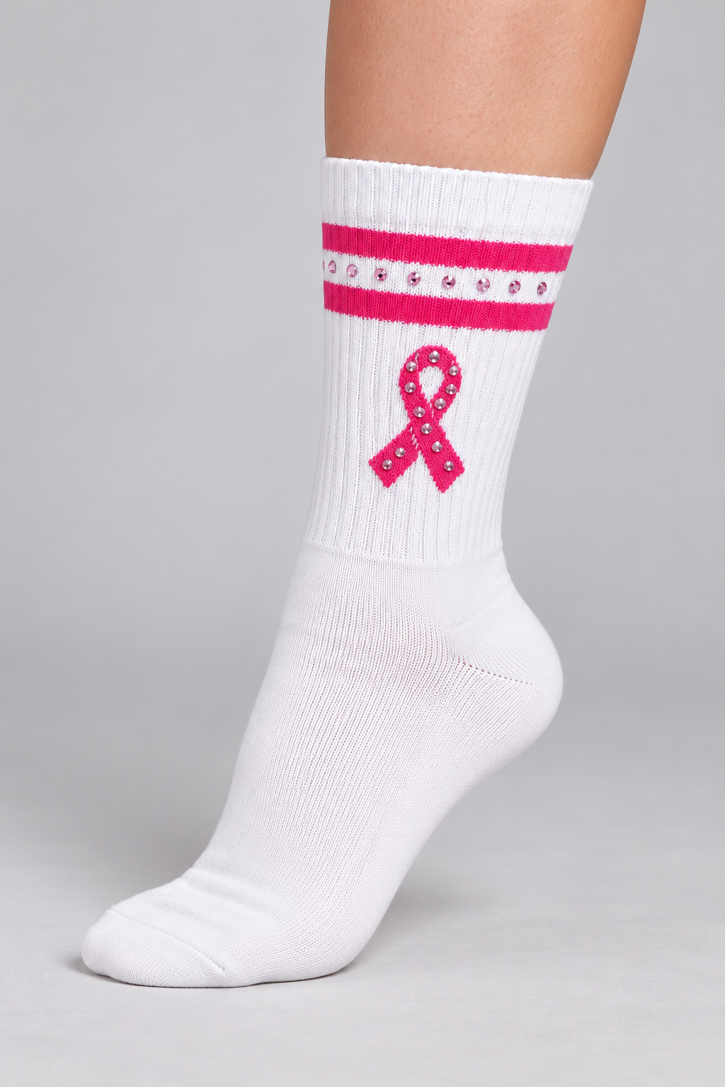 Rhinestone Brest Cancer Socks