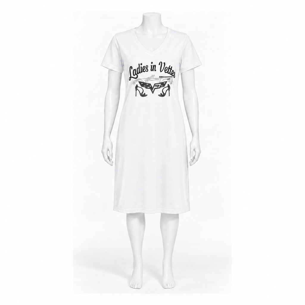 LIV White Tee Shirt Rhinestone Dress