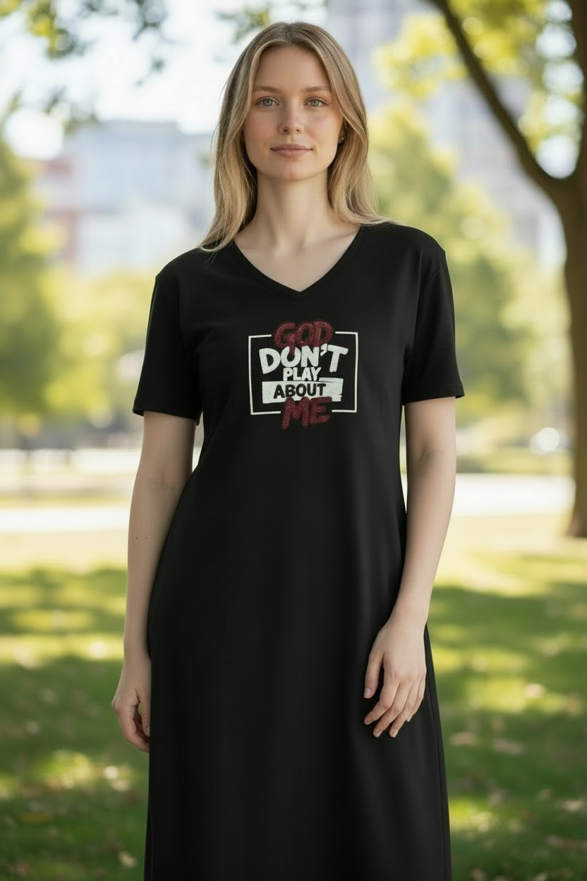 God Don't Play About Me Sequin T-shirt  Dress