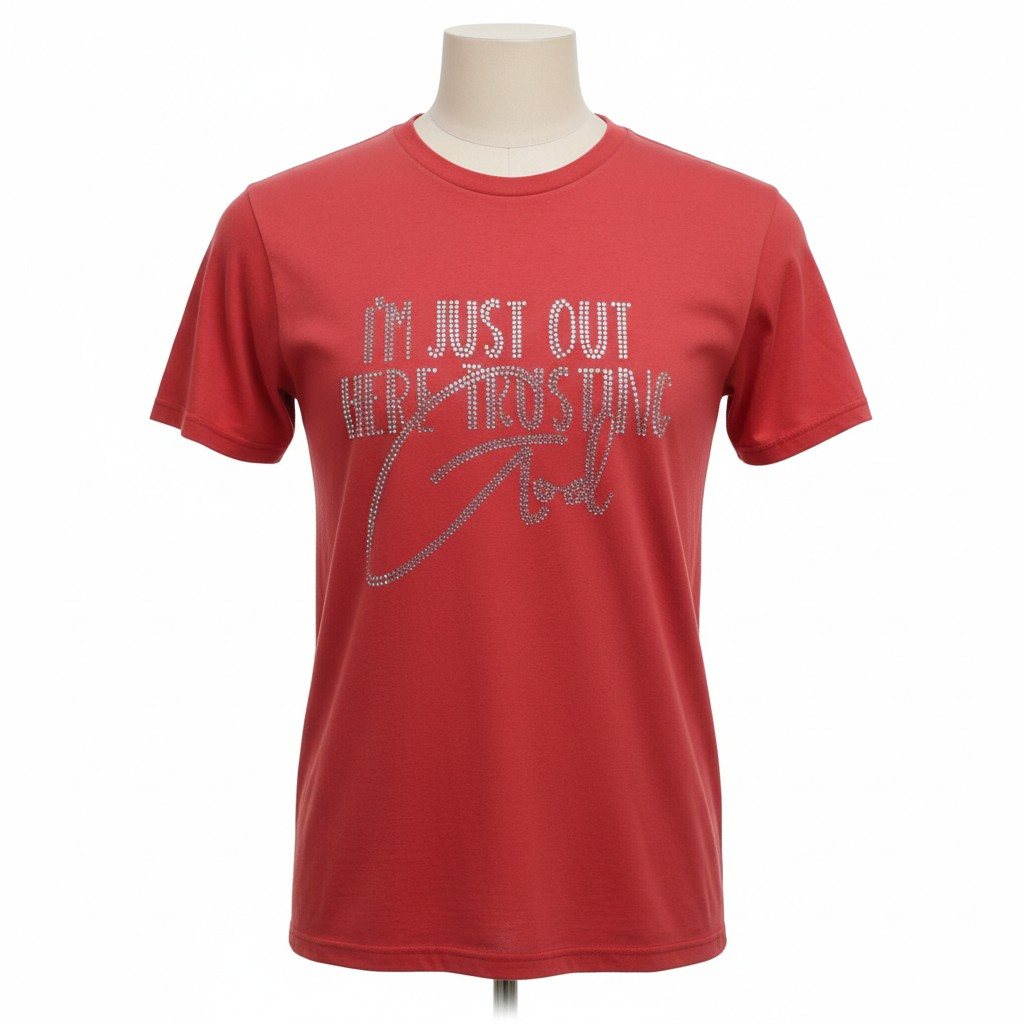 I'm Just Out Here Trusting God Rhinestone Tee
