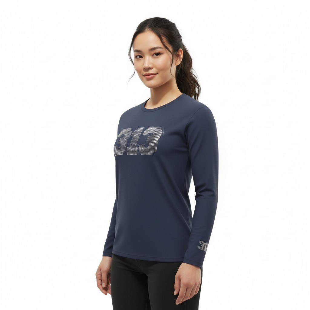 Detroit 313 Rhinestone Long Sleeve Shirt Unisex