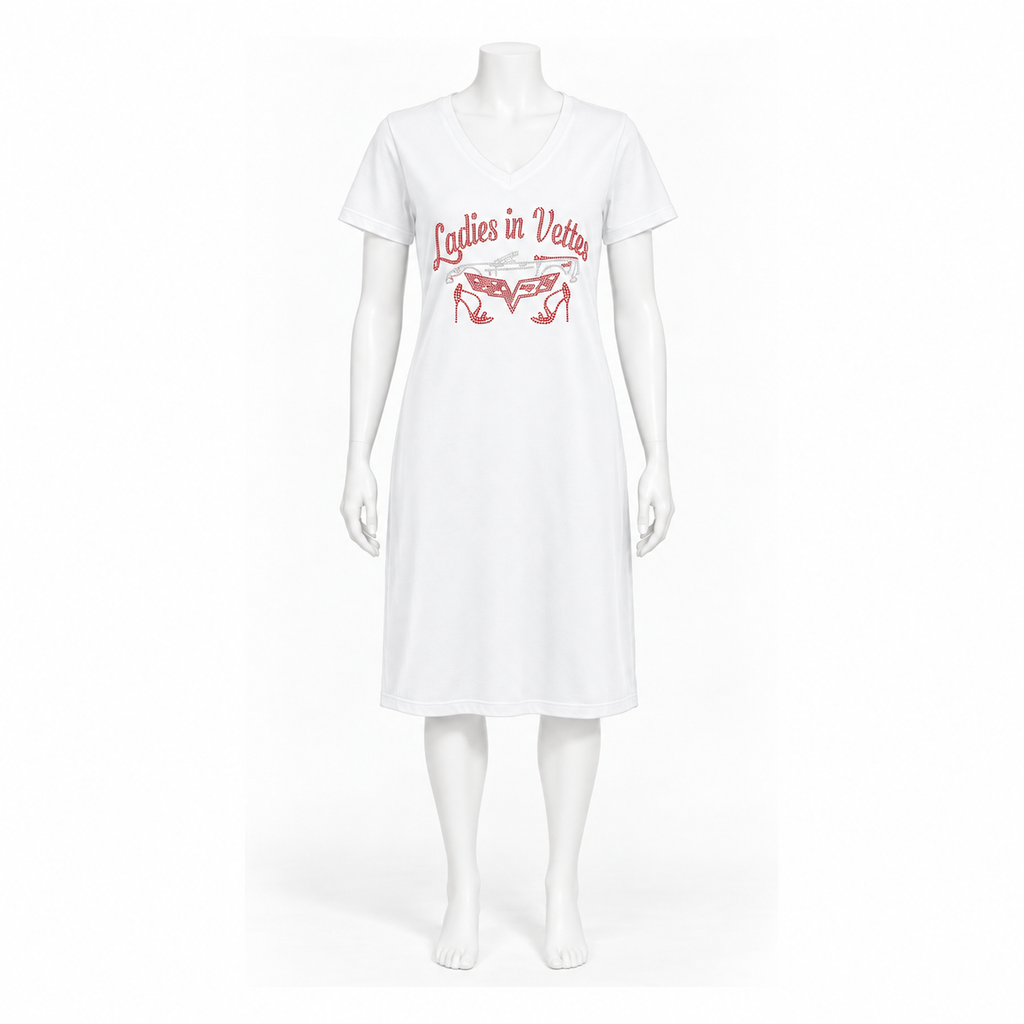 LIV White Tee Shirt Rhinestone Dress