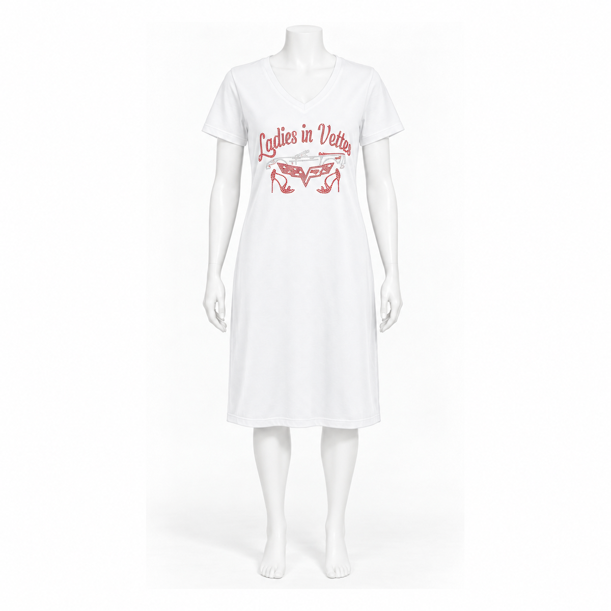 LIV White Tee Shirt Rhinestone Dress